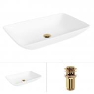 Умывальник Helmken 54059000 2 в 1: прямоугольный 59 см с донным клапаном Сlick-clack, золото