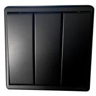 Выключатель трехклавишный Apolo без подсветки черный матовый 50088 TPM