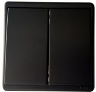 Выключатель двухклавишный Apolo без подсветки черный матовый 50061 TPM