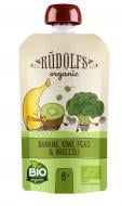 Пюре фруктово-овощное Rudolfs Смузи банан-киви-броколи с зеленым горошком органическое 6+ 110 г
