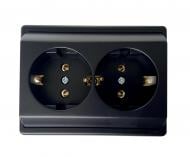 Розетка двойная оконечная двойная с заземлением Efapel Apolo IP20 черный матовый 50331 TPM