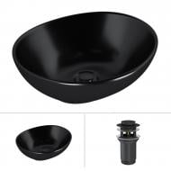 Умивальник Helmken 65241001 2 в 1: овальний 41 см з донним клапаном Сlick-clack, чорний матовий Умивальник Helmken 65241001 2 в 1: овальний 41 см з донним клапаном Сlick-clack, чорний матовий