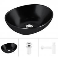 Умивальник Helmken 65241001 3 в 1: овальний 41 см, із сифоном і донним клапаном Сlick-clack, білий матовий Умивальник Helmken 65241001 3 в 1: овальний 41 см, із сифоном і донним клапаном Сlick-clack, білий матовий