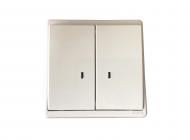 Выключатель двухклавишный Apolo с подсветкой белый 50062 TBR