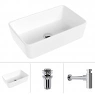 Умывальник Helmken 67448000 3 в 1: прямоугольный 48 см, с сифоном и донным клапаном Сlick-clack, хром