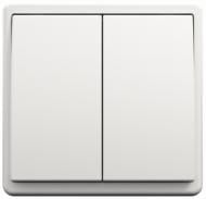 Выключатель двухклавишный Apolo без подсветки белый 50204 TBR