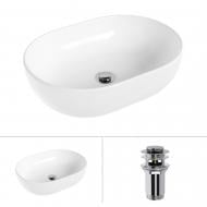 Умывальник Helmken 83648000 2 в 1: овальный 48 см с донным клапаном Сlick-clack, хром