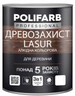 Лазурь Polifarb Деревозащита темный дуб глянец 2 кг