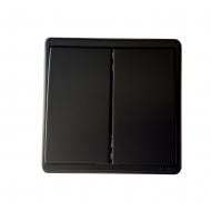 Выключатель двухклавишный Apolo без подсветки черный матовый 50204 TPM