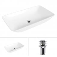 Умывальник Helmken 88670000 2 в 1: прямоугольный 70 см с донным клапаном Сlick-clack, хром