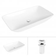 Умывальник Helmken 88670000 2 в 1: прямоугольный 70 см с донным клапаном Сlick-clack, белый матовый Умывальник Helmken 88670000 2 в 1: прямоугольный 70 см с донным клапаном Сlick-clack, белый матовый