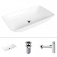 Умывальник Helmken 88670000 3 в 1: прямоугольный 70 см, с сифоном и донным клапаном Сlick-clack, хром Умывальник Helmken 88670000 3 в 1: прямоугольный 70 см, с сифоном и донным клапаном Сlick-clack, хром