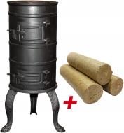 Буржуйка TST025L 4,5 кВт + брикеты для отопления 90 кг
