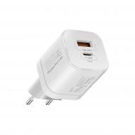 Мережевий зарядний пристрій Promate PowerPort-33 Вт USB-C+USB-A White