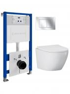 Комплект Helmken 35103001 4 в 1 підвісний унітаз із сидінням Slim Duroplast/Soft-close + інсталяція з прямокутною к