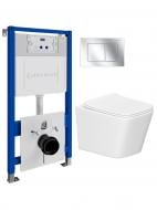 Комплект Helmken 35120001 4 в 1: підвісний унітаз із сидінням Slim Duroplast/Soft-close + інсталяція з прямокутною