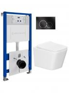 Комплект Helmken 35120001 4 в 1: підвісний унітаз із сидінням Slim Duroplast/Soft-close + інсталяція з круглою кно