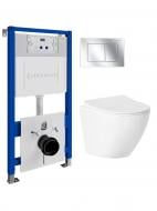 Комплект Helmken 35490101 4 в 1 підвісний унітаз із сидінням Slim Duroplast/Soft-close + інсталяція з прямокутною к