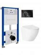 Комплект Helmken 35490101 4 в 1 підвісний унітаз із сидінням Slim Duroplast/Soft-close + інсталяція з круглою кнопк