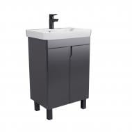 Тумба Мойдодыр напольная/подвесная Simple Graphite 55-U с умывальником River 55