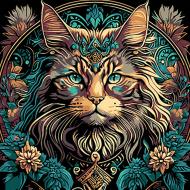 Набор для росписи по номерам Strateg Магия кота и цветов SH3030-7