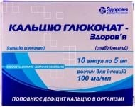 Кальцію глюконат-Здоров'я (стабілізований) розчин д/ін. 10 % по 5 мл №10 в амп. розчин