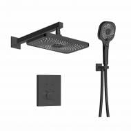 Душова система прихованого монтажу Imprese CENTRUM EQ (термостат 2 функції,кнопки перемикання,душ 280*190мм) чорна