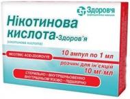 Никотиновая кислота Здоровье раствор д/ин. По 1 мл в амп. в блис. сложен. из защел.№10 раствор 10 мг/мл