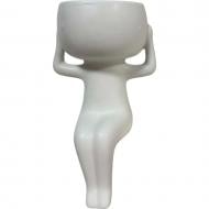 Кашпо кераміка чоловічок 11х18 см білий із сірим (ZY25A1004)