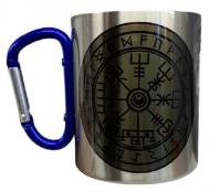 Кружка 4PROFI с синим карабином «Рунический компас» сублимация 300 мл