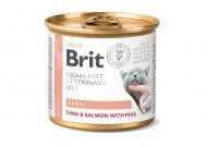 Корм влажный для взрослых котов Brit VetDiets с хронической почечной недостаточностью тунец, лосось, горох 200 г