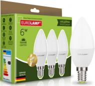 Лампа світлодіодна Eurolamp 3 шт./уп. 6 Вт C37 матова E14 220 В 3000 К