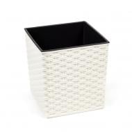 Горщик пластиковий Ламела Юка 300 квадратний 2,8 л кремовий