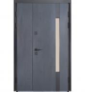 Двері вхідні Булат Термо Хаус 705 темний антрацит / білий атласний 2050x1200 мм ліві