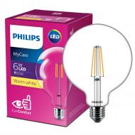 Лампа світлодіодна Philips Classic 6 Вт G120 прозора E27 220 В 3000 К