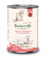 Корм влажный беззерновой для взрослых кошек всех пород Baskerville Super Premium ягненок с клюквой и кошачьей травой 400 г