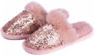 Тапки домашние Twins HS-LUX паетки р.36/37 пудра