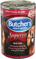 Корм для всех пород Butcher's Superior в желе с говядиной уткой и зеленым горохом 400 г 52404 400 г