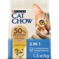 Корм сухой для котов Cat Chow by Purina Feline 3-in-1 с формулой тройного действия с индейкой 1,5 кг