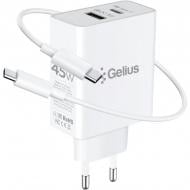 Сетевое зарядное устройство Gelius X-Duo PRO 45W GP-HC053 плюс кабель Type-C/Type-C