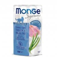Корм влажный Monge Supreme Sterilised, тунец, кефаль и фасоль 80 г