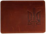 Обложка для паспорта 4PROFI ID1 Тризуб меч с тиснением коньяк