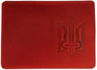Обложка для паспорта 4PROFI ID1 Тризуб меч с тиснением красная