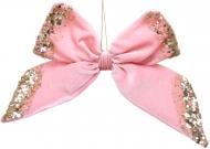 Декорация новогодняя Бант YZH502300 розовый 18х22х2,5 см