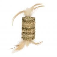 Іграшка для котів AnimAll Fun Бочка з пір'ям 21 см бежевий (183387)