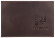 Обложка для паспорта 4PROFI Passport Ukraine Тризуб с тиснением коричневая