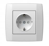 Розетка с заземлением TEM Logiq со шторками без крышки белый VQ10PWXO-U