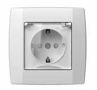 Розетка влагозащищенная с заземлением TEM Logiq со шторками с крышкой белый VQ11PTXO-U