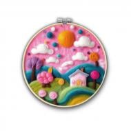 Набор для валяния картины из шерсти Мир розовых мечтаний Brushme