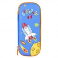 Пенал Ракета 1 отделение+клапан BC115-E21 Deli синий с рисунком